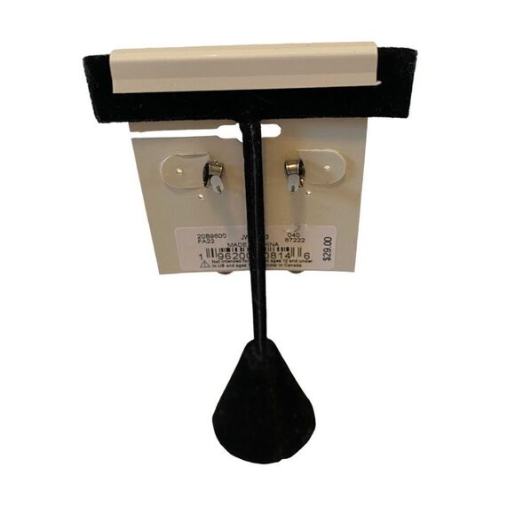 Lucky Brand Gun Metal & Pave Crystal Safety Drop Earrings. - Picture 4 of 5